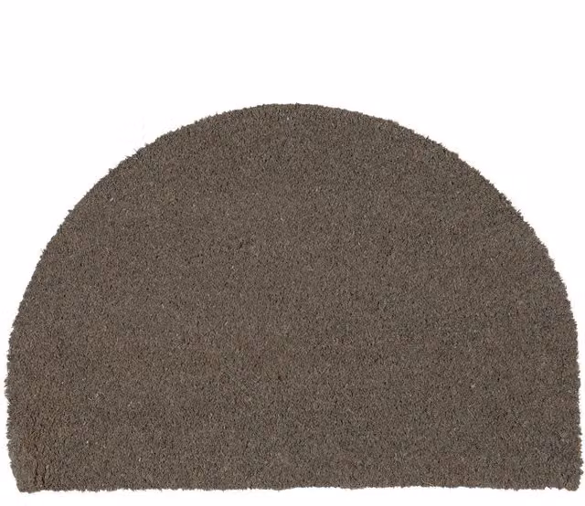 Nicola Spring Grey Coir Semicircular Half Moon Door Mat, W: 60 cm, D: 40 cm