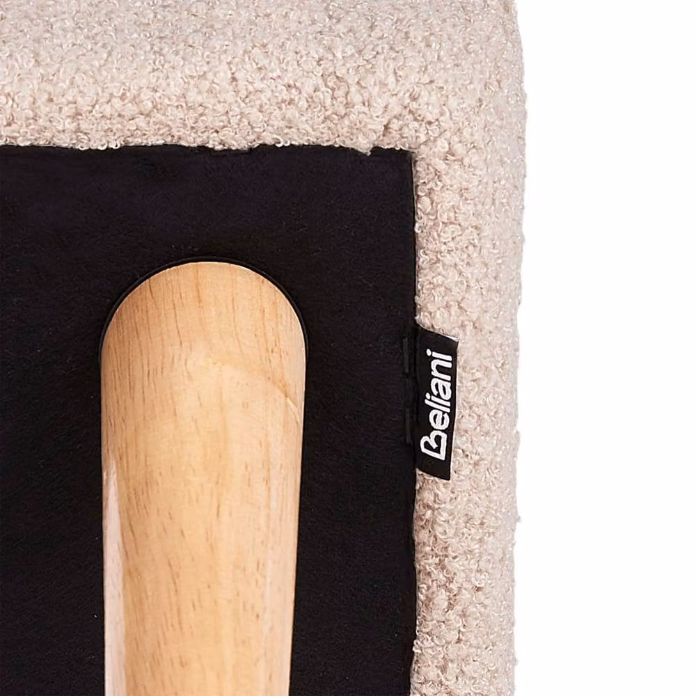 Wyld and Coco Beige Bouclé Rectangular Footstool with Rubberwood Legs – 3