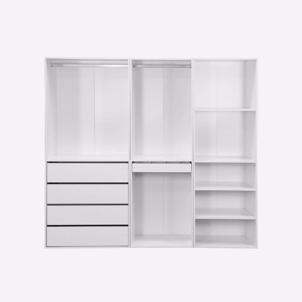 sweeek Modular Dressing Kit in White with Integrated Drawers, Hanging Rod and Shelving, W/D/H: 200 x 45 x 45 cm – 2