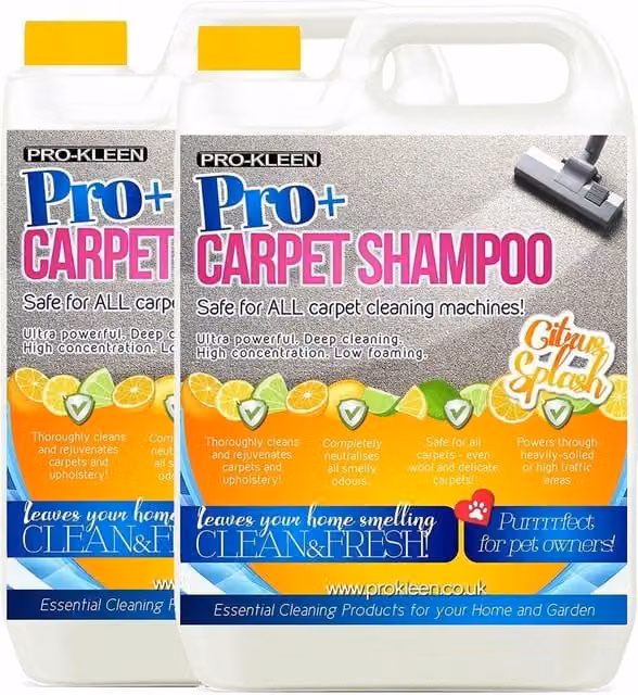 ProKleen Carpet Cleaning Shampoo Odour Remover with Citrus Splash Fragrance, 2 x 5 l