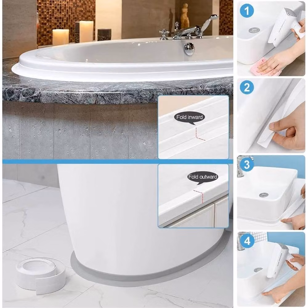 NESTLUNE 3 Pack Waterproof PVC Adhesive Sealing Tape in White, Width: 3.8 cm, Length: 3.2 m per roll – 2