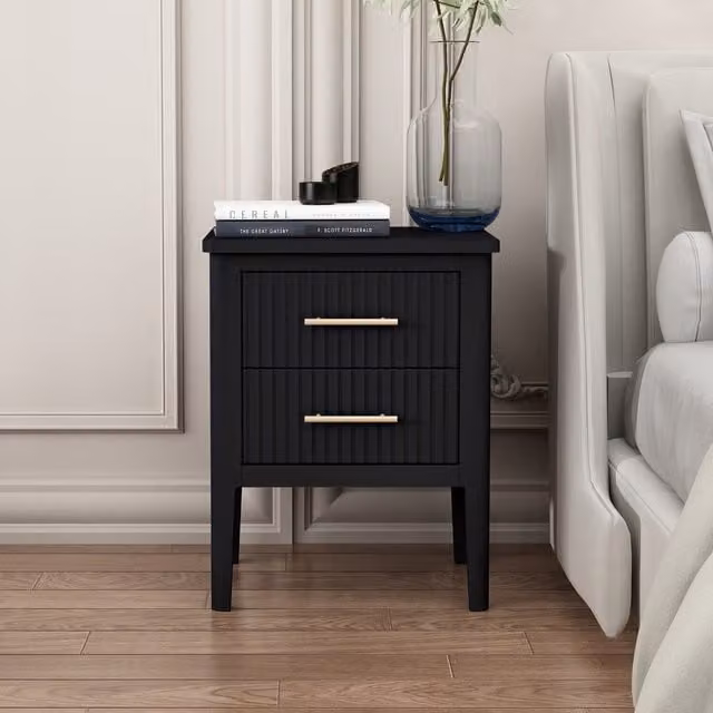Cabinet Bits Palau 2 Drawer Bedside Table in Black