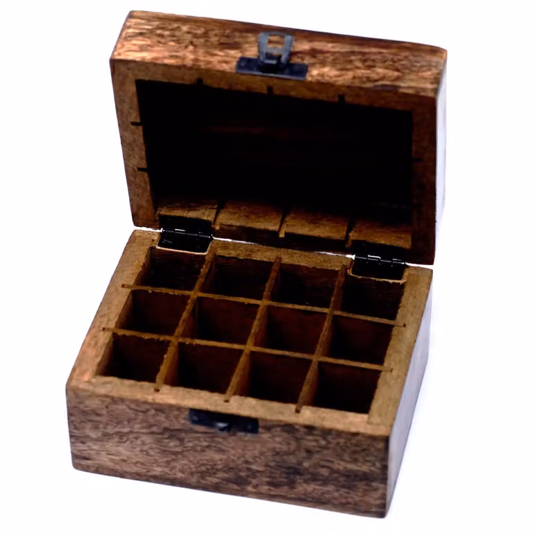 KDMD Mango Aromatherapy Box in Brown, Solid Wood, Holds 12