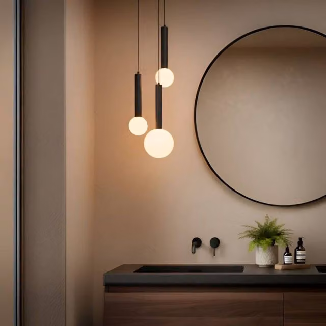 Wyld and Coco Black Three-Light Suspended Pendant Lamp with Transparent Glass Shades and Metal Frame