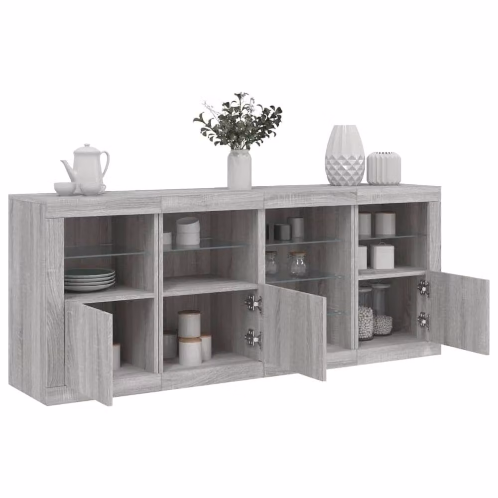 Berkfield Home Modern Sideboard with Integrated LED Lights in Grey Sonoma, W: 164 cm, D: 37 cm, H: 67 cm – 1