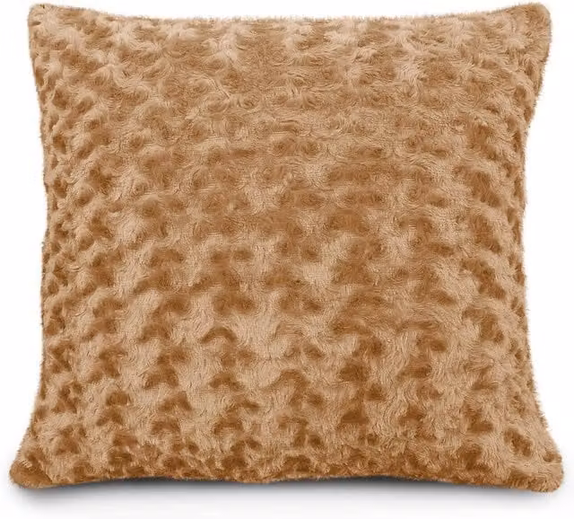 Velosso Posy Chenille Filled Square Cushion in Brown, W/D/H: 43 x 43 x 43 cm