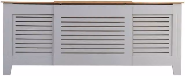 PAWNORA Adjustable MDF Radiator Cover with Slat Grille in Grey – 1