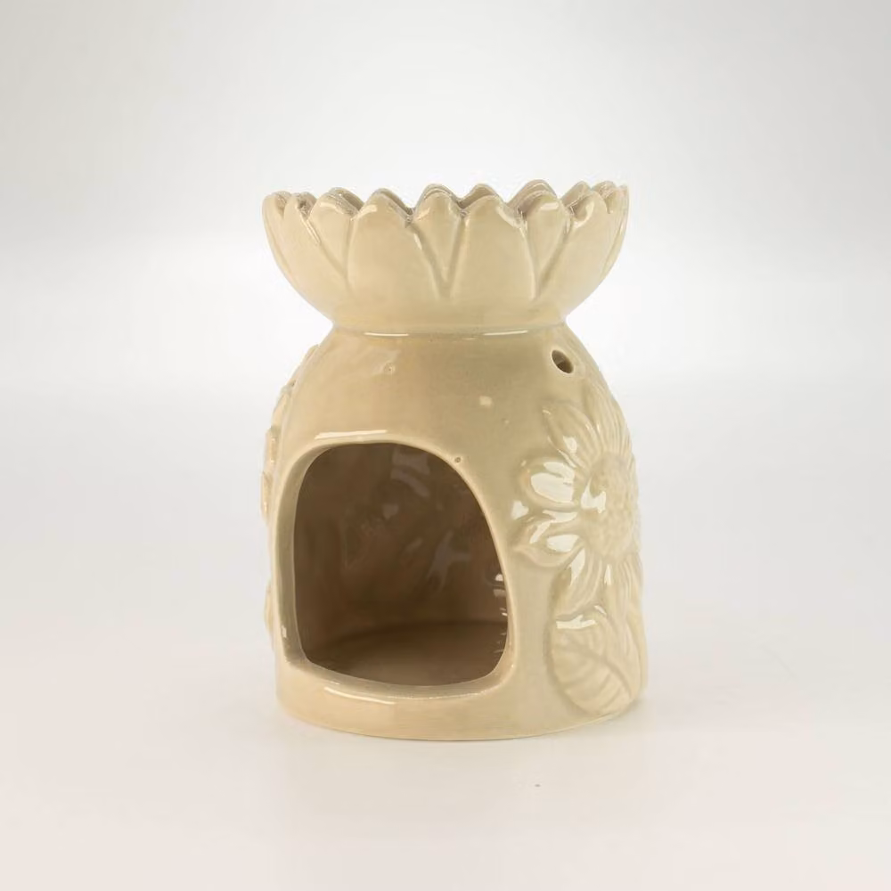 Serenityy Ceramic Sunflower Tealight Oil Burner in Beige – 2