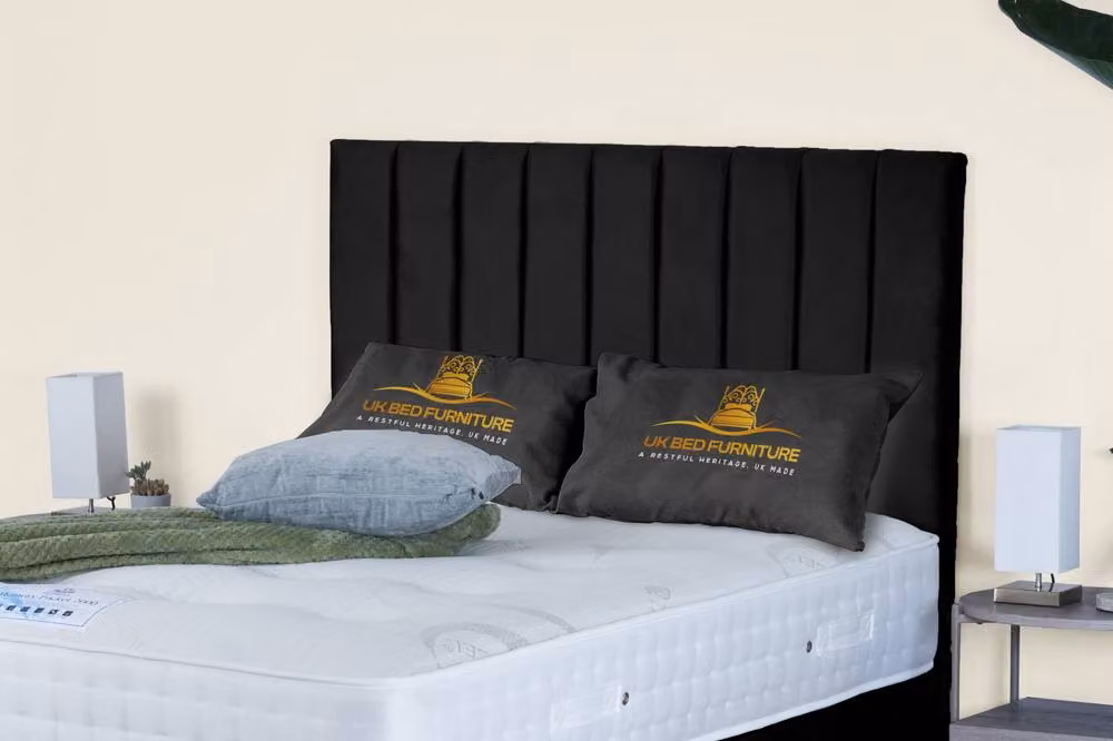 UK Bed Furniture Wilton End Lift Divan Ottoman Bed with 54 Inch Tall Headboard in Black Velvet, Size: 140 x 200 cm – 2