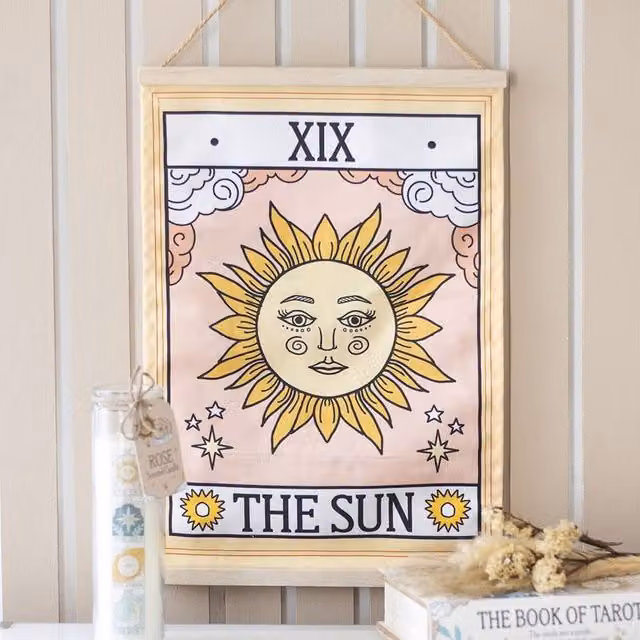 Uniqueful The Sun Vintage Tarot Textile Wall Hanging, Multicolour, W: 42 cm, H: 59 cm