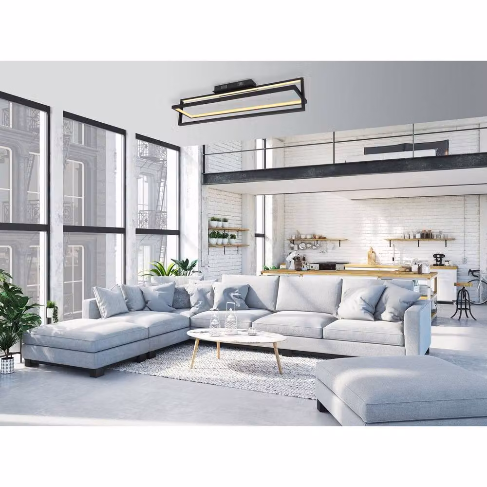 Netlighting Flips Semi Ceiling Light in Black with Dimmable LED, Remote Control and Timer – 3