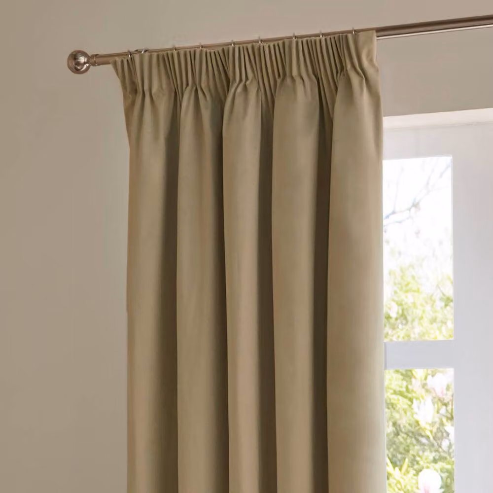 Furn Brown Velvet Room Darkening Pencil Pleat Curtain Pair, Width: 168 cm, Drop: 137 cm – 3