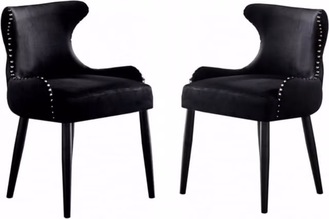 Life Interiors Oxford LUX Velvet Dining Chairs, Set of 2, Black