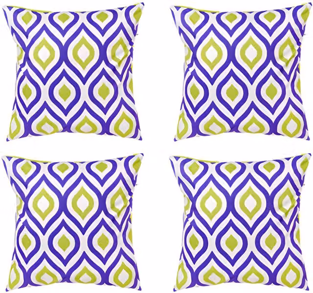 Gardenista Purple and Lime Graphic Printed Outdoor Garden Scatter Cushion, Set of 4