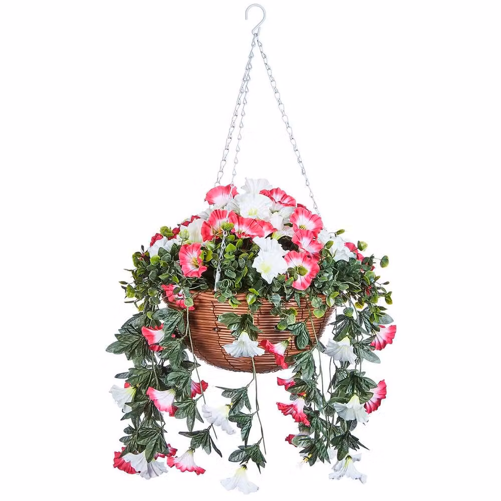 mysmartbuy Multicolour Artificial Summer Bloom Rose Hanging Basket with Metal Chain – 3