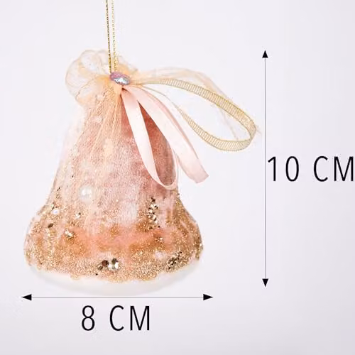 Shatchi Pink Santa Bell Christmas Hanging Pendant, H 10 cm x W 8 cm – 2
