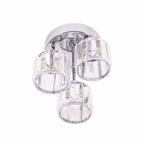 ValueLights Chrome 3 Way Drop Ceiling Light Fitting with Transparent Glass Shades and LED Bulbs