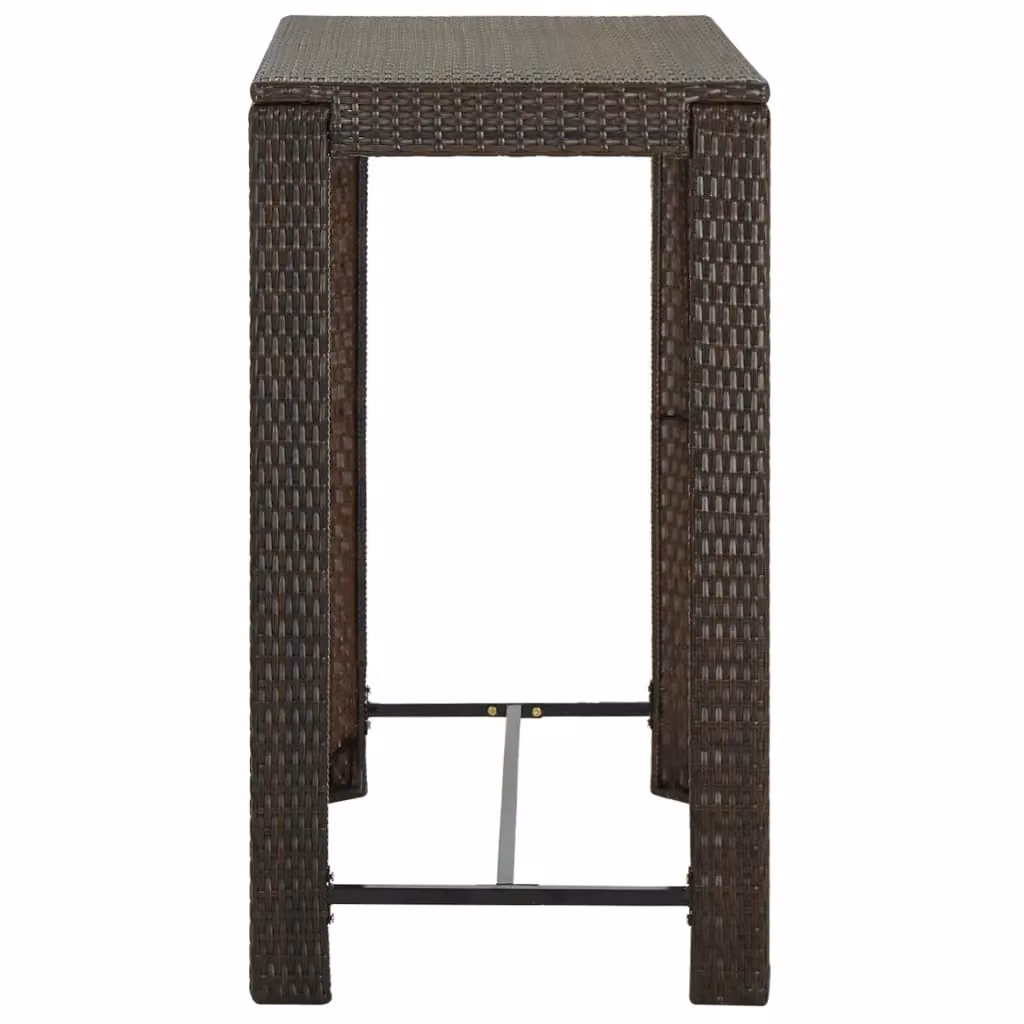 Berkfield Home Brown Poly Rattan Garden Bar Table W/D/H: 100 x 60.5 x 110.5 cm – 3
