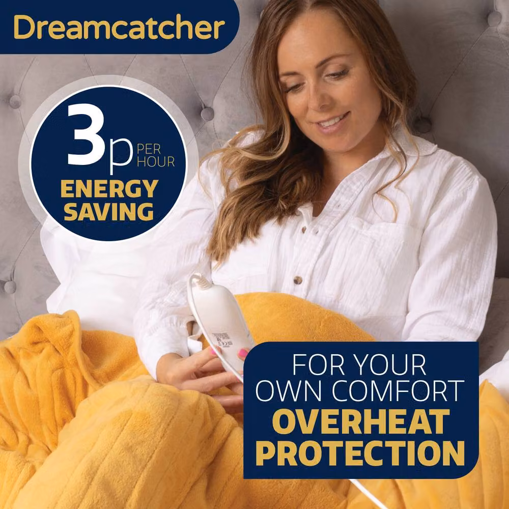 Dreamcatcher Gold Double Electric Heated Fleece Throw Blanket with Timer – 3