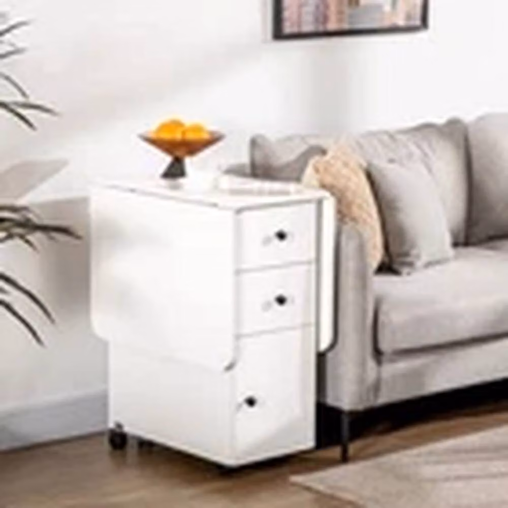 EONLION White Folding Drop Leaf Dining Table with Drawers, W/D/H: 120 x 60 x 76.5 cm – 2