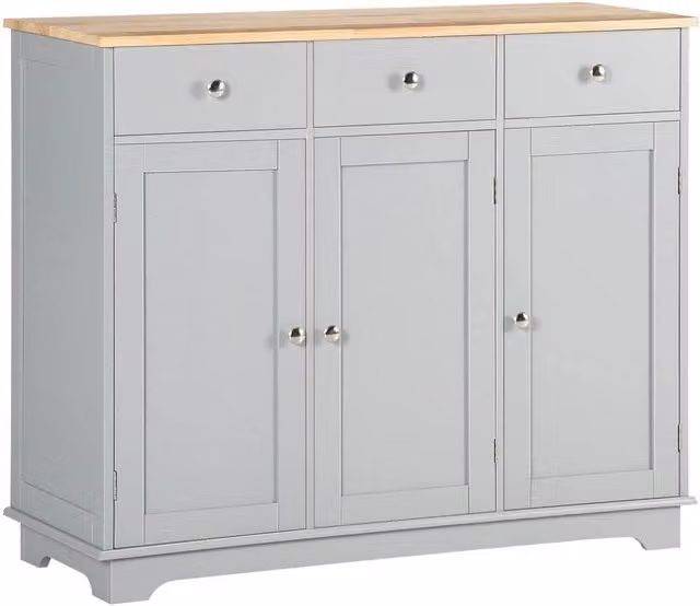 FORGEVIO Modern Grey Wood Sideboard Buffet Cabinet with Storage Cabinets