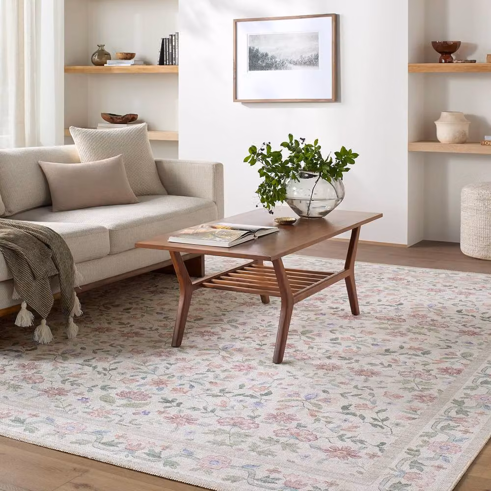 Livabliss Thistle Modern Floral Washable Living and Dining Room Rug in Light Pink, W: 200 cm, D: 275 cm – 4