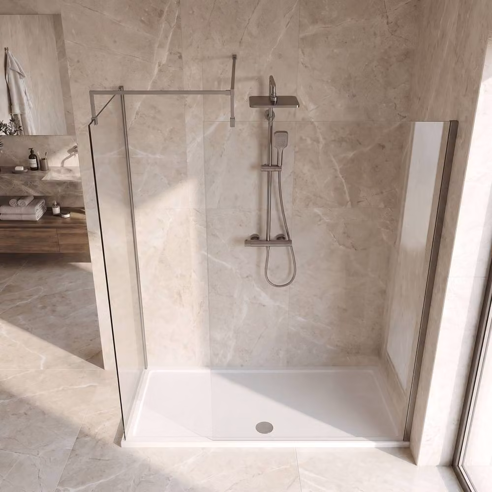 Balterley Walk-In Wetroom Bundle in Silver with Chrome Finish, W: 160 cm, D: 80 cm – 2