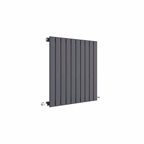 nuie HLA55 Sloane Modern Home Wall Mount Designer Horizontal Single Panel Radiator, W: 60.0 cm, H: 58.6 cm, D: 5.3 cm, Anthracite