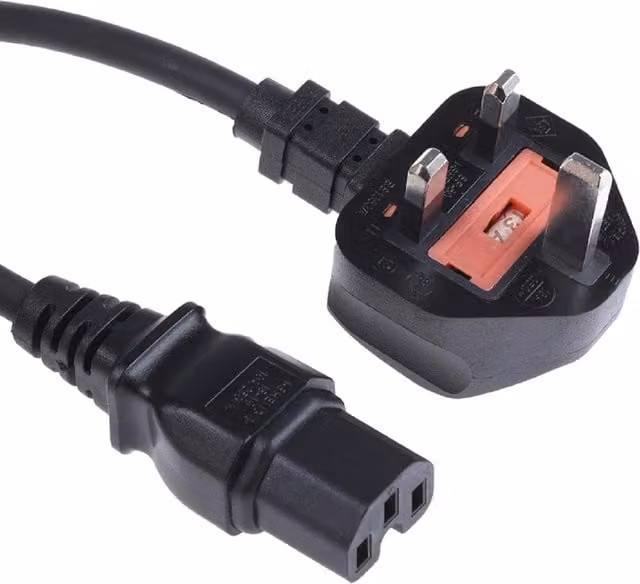 ShaniTech C15 Notch Kettle Power Supply Adapter Cord with UK Plug, Black, 2m – 1