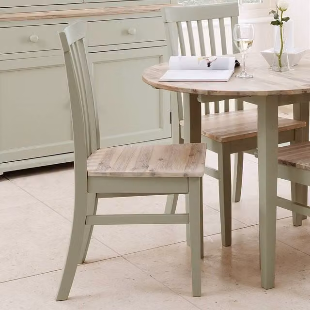 Statement Furniture Florence Highback Dining Chair with Acacia Wood Seat, Green, W45 x D53 x H94 cm