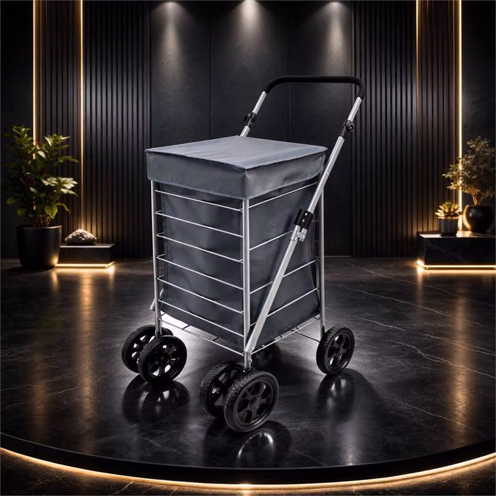 SPETLEK 6 Wheel Folding Shopping Trolley Cart in Grey – 3