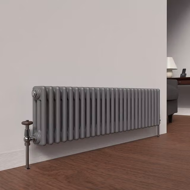 Lux Heat Horizontal 3 Column Steel Radiator in Anthracite Grey, H: 30 cm x W: 119 cm x D: 8.11 cm