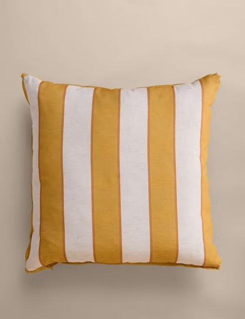 M&S Set of 2 Square Striped Outdoor Cushions in Yellow Mix