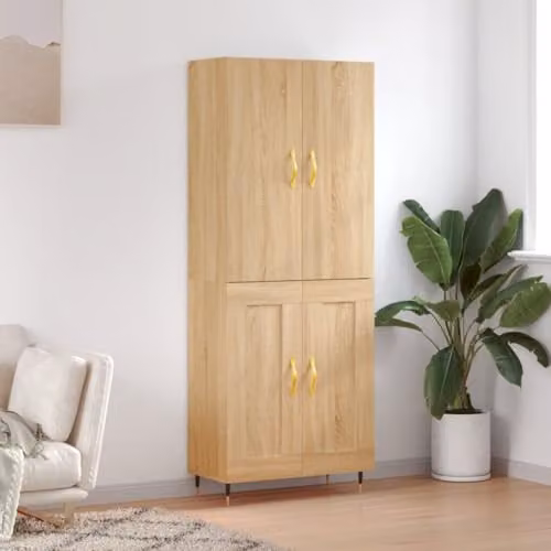 vidaXL Sonoma Oak Highboard with Hinged Doors and Internal Shelves, W/D/H: 69.5 x 34 x 180 cm – 2