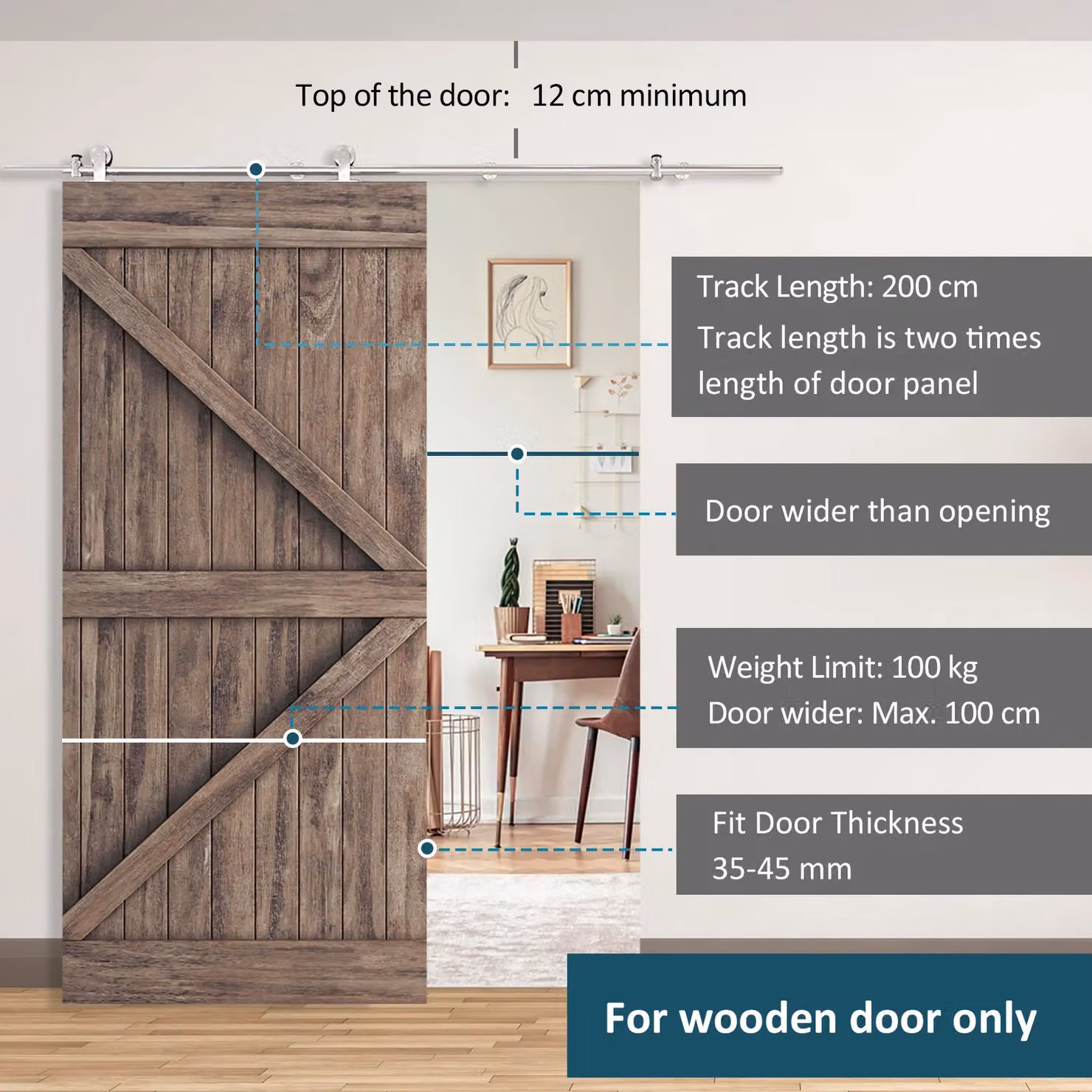HOMCOM Stainless Steel Sliding Door Hardware Kit in Silver – 3