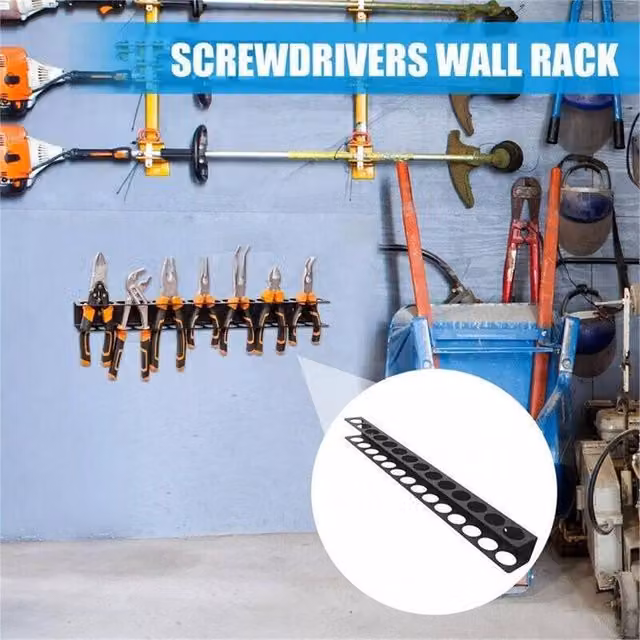 Nordara 2-Pack Wall Mounted Steel Tool Organizer Rack and Screwdriver Plier Holder in Black – 1