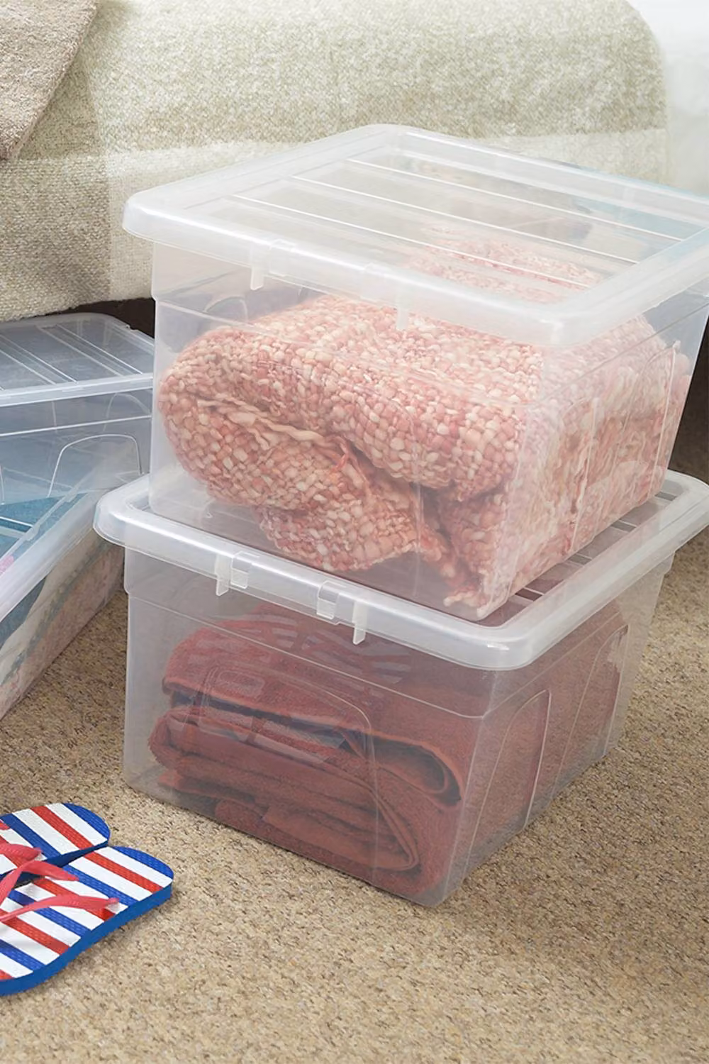 Whitefurze Set of 4 Spacemaster Stackable Plastic Storage Boxes with Lids, Transparent – 2