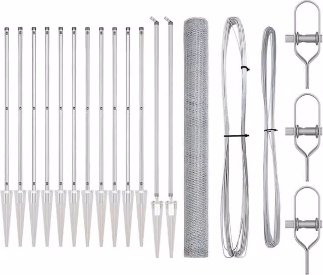 Berkfield Home Set of 2 Galvanised Steel Fencing in Silver, Length: 25 m