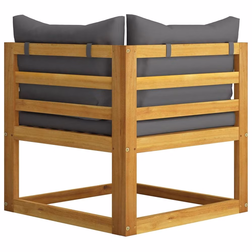 Berkfield Home Beautiful 2-Seater Acacia Wood Garden Bench in Brown with Dark Grey Upholstered Cushions – 2