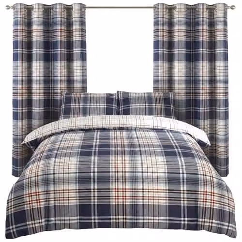Rapport Home Brandon Check Room In A Bag Bedding Set in Blue, Red and Multicolour, including Duvet Cover, Fitted Sheet and Pillowcases, W: 180 cm, L: 200 cm