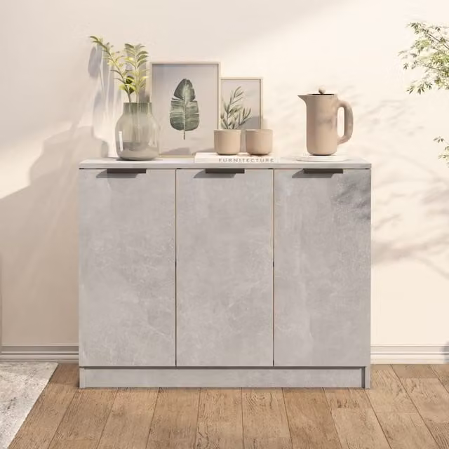 Berkfield Home Modern Sideboard in Concrete Grey, W/D/H: 90.5 x 30 x 70 cm