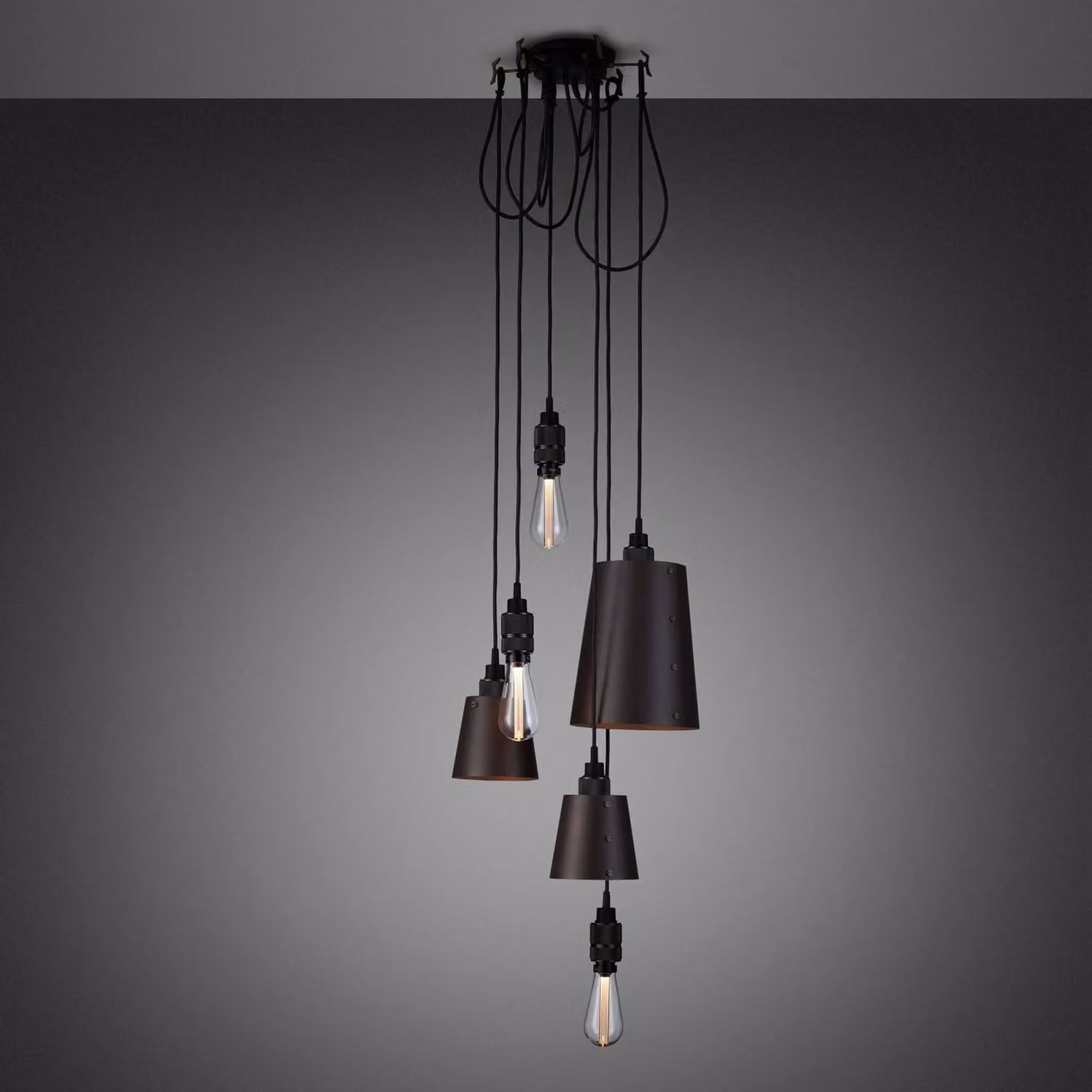 Buster + Punch Hooked 6.0 Mix Chandelier in Black Metal with Adjustable Dimmable LED Lighting