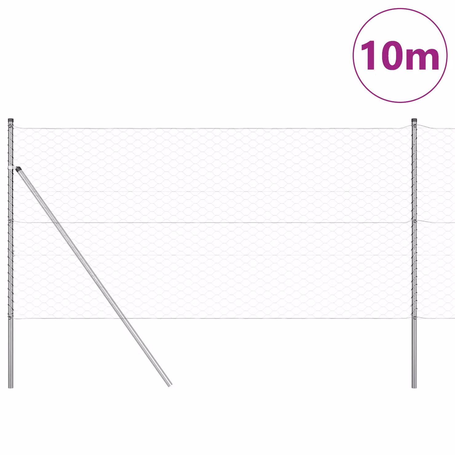 Berkfield Home Hexagon Fence in Silver Galvanised Steel, H: 140 cm x W: 10 m – 2