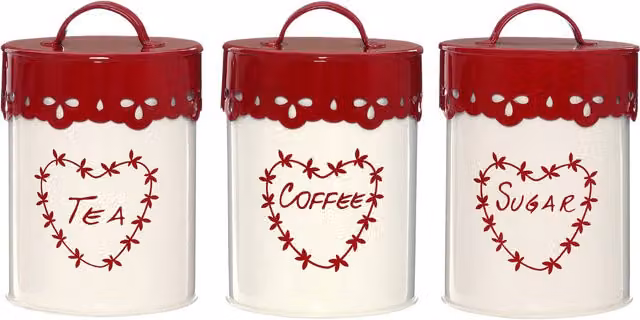 Orsina Maison by Premier Anglaise Tea, Coffee and Sugar Canister Set in Red – 1