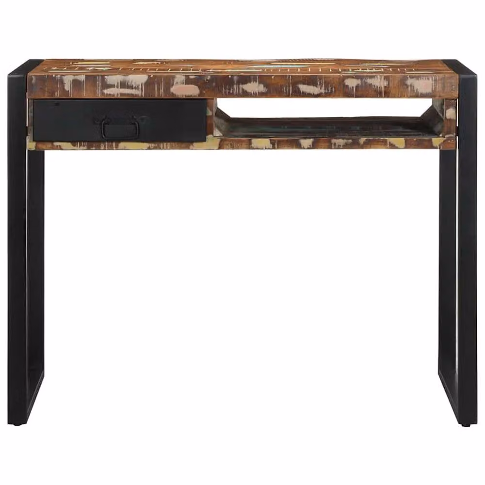 Berkfield Home Multicolour Reclaimed Solid Wood Writing Desk, W/D/H: 100 x 50 x 75 cm – 2