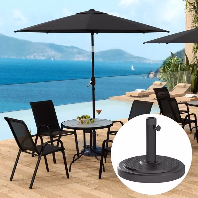 Outsunny Black Freestanding Garden Parasol Base, 22kg