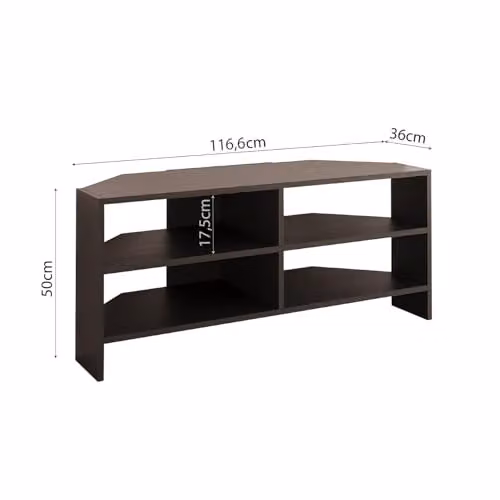 BIMOSSA Roy Modern Corner TV Stand for 43–48 Inch TVs, Black Media Console with Storage Shelves and Cabinet, W/D/H: 116.6 x 50.0 x 114.0 cm – 3