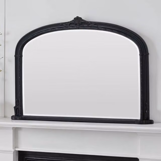 Yearn Victorian Arched Bevelled Overmantle Wall Mirror in Black