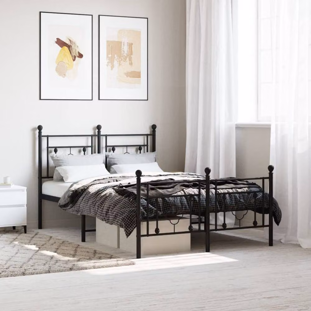 Berkfield Home Metal Bed Frame with Footboard, Black, W/D/H: 120 x 190 cm – 2