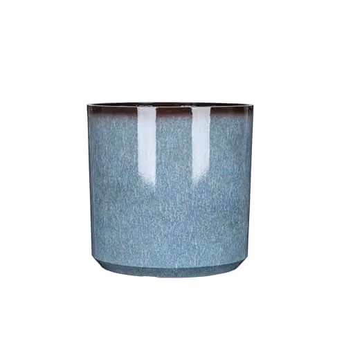 Garden Gear Blue Glazed Cylinder Planter, Diameter: 26 cm